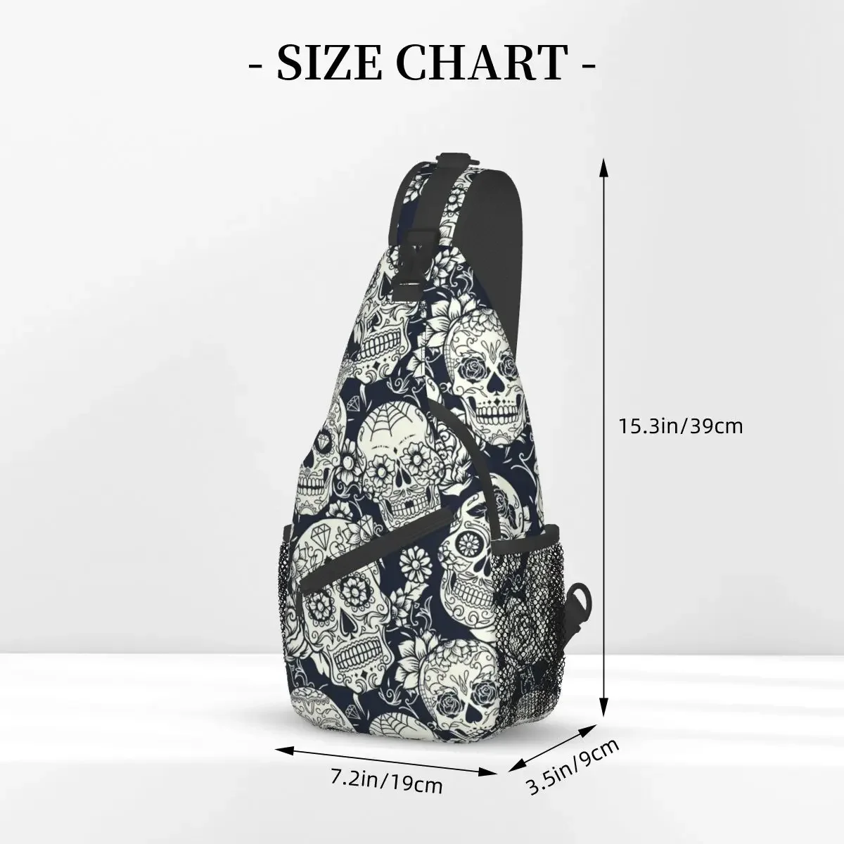 Crossbody Bag Sports Sugar Skull Floral White Pattern Chest Bag Unisex Women Man Fashion Shoulder Backpacks Travel