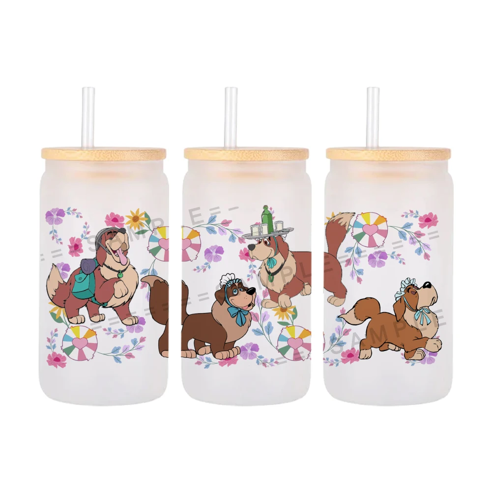 Perro Nana de Disney de 11x24cm en Peter Pan para Libbey, lata de vidrio de 16oz, 3D, resistente al agua, UV, DTF, café, envoltura de vidrio Libbey