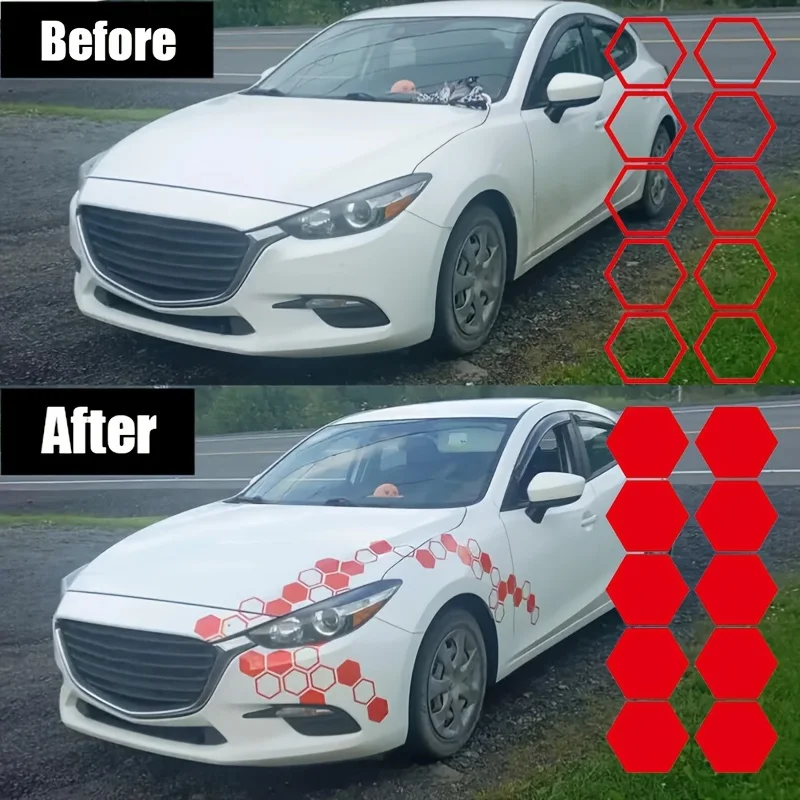 

20pcs Honeycomb Graphics Auto Bumper Side Body Waterproof Vinyl Decals DIY Open Sport Style Waterproof Car Decoration