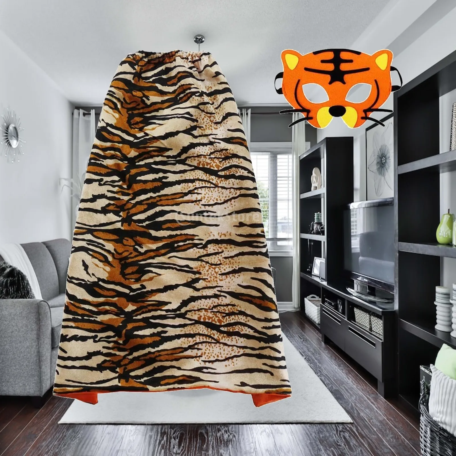Animal Mask Lightweight Costume Cape with Mask Tiger Cape Vibrant for Children, School Performances, Birthday Parties