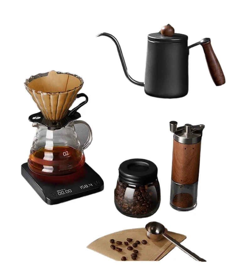 

Набор кофейников для ручного заваривания, ручная рукоятка, бытовая маленькая портативная подарочная коробка премиум-класса, кофемолка