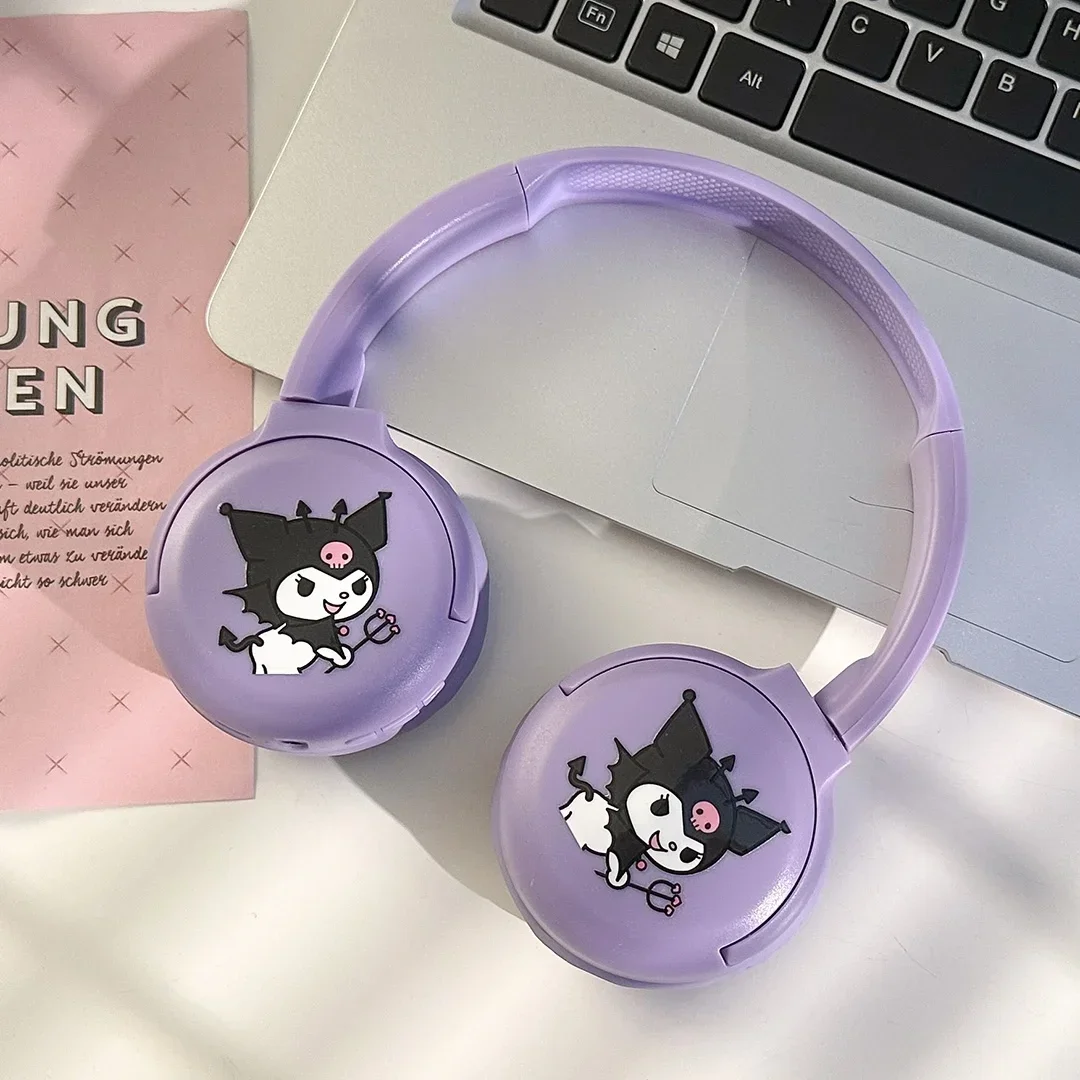 Sanrio Bluetooth Headphones Cute Kuromi Hello Kitty Wireless Earphones Stereo Sound Noise Reduction Earbuds Anime Cartoon Gifts