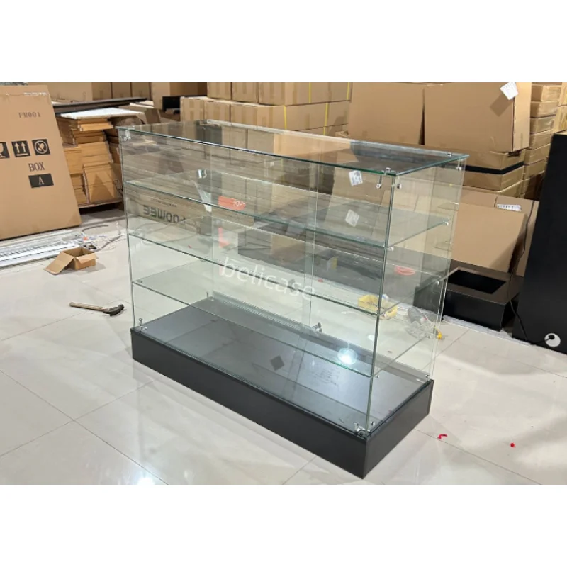 customized.Retail Smoke Shops Glass Display Full Lockable Display Showcase Frameless Glass Showcase