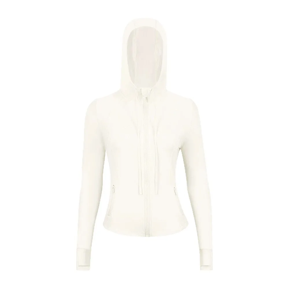 سترة بغطاء للرأس للنساء من ليمون |   معطف اليوغا الرياضي الناعم بالزبداني |   سترة بقلنسوة للجري والتمارين الرياضية قابلة للتنفس