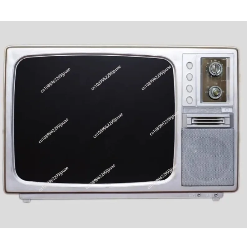 Nostalgic Old Monochrome TV Set, Folk Antique Object For Film Scene Decoration & Window Display