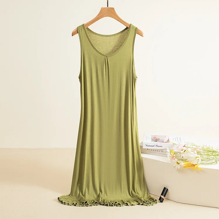 Modal U-Neck dress sleeveless Butterfly Hem Women's Tank Top Dresses Cami sleepdress Homewear Sundress