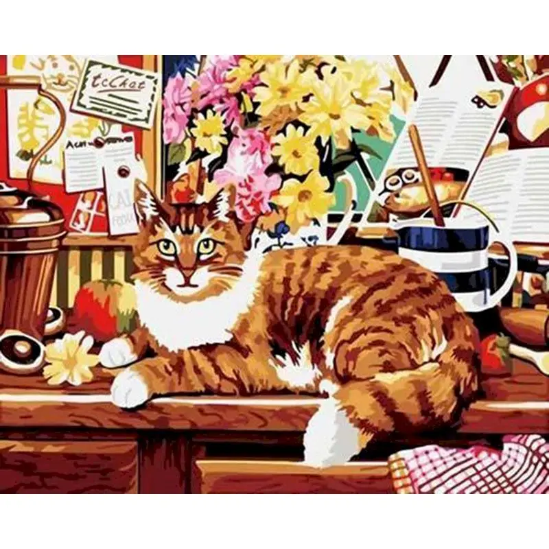 

GATYZTORY Frameless Picture Painting By Numbers Animals Kits Handwork Decorative Paintings Acrylic Paint By Numbers For Home Dec