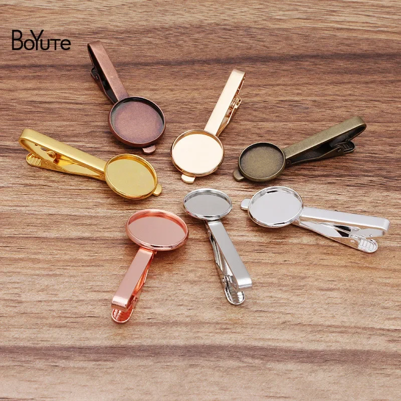 BoYuTe (10 Pieces/Lot) Fit Round 16-18-20MM Cabochon Blank Tie Clip Base Tray Diy Handmade Jewelry Materials Wholesale