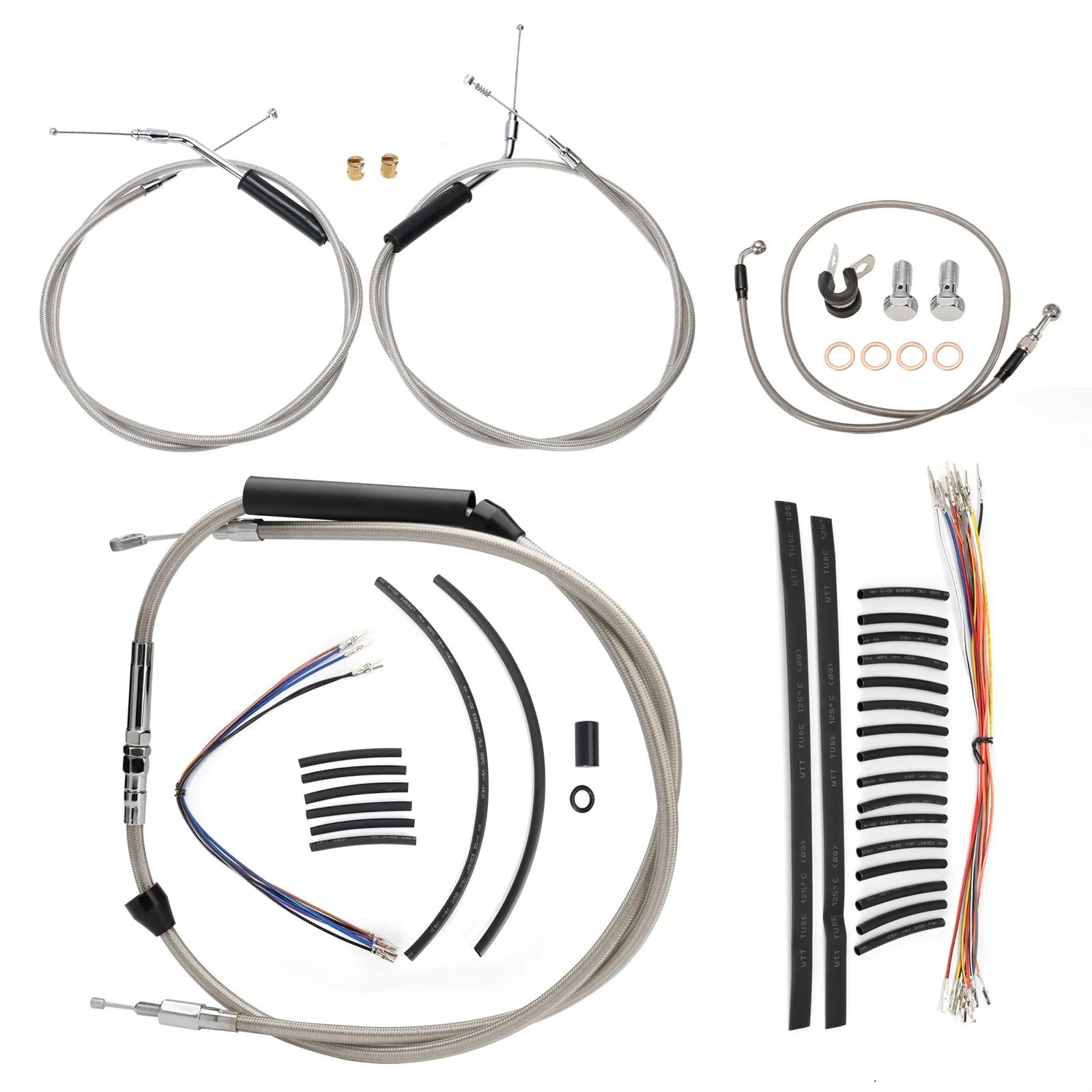 Softail Extended Cable Kit for Harley 2007-2010 Standard Custom Heritage Fat Boy, 2007-2009 Night Train, 2007 Deuce No ABS