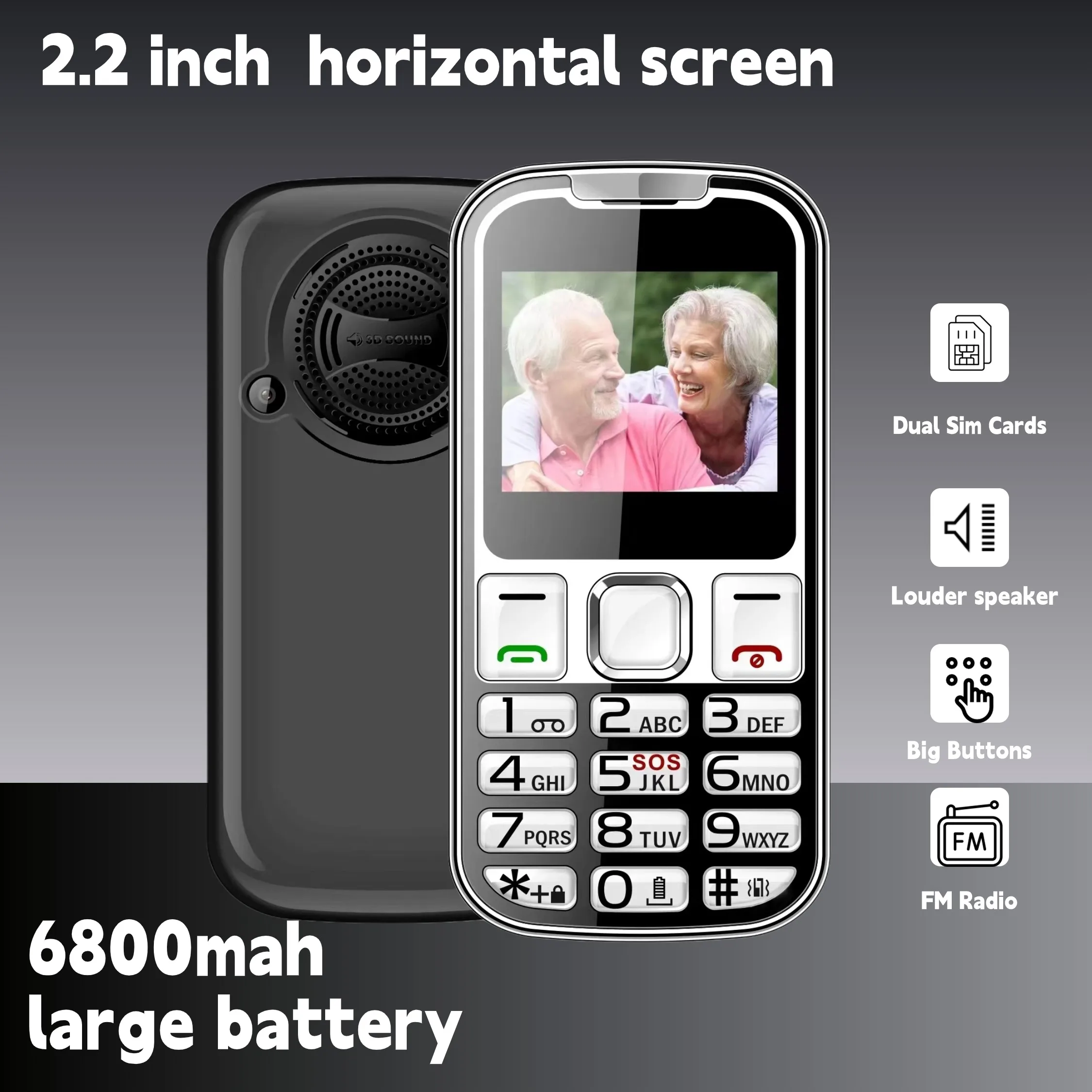 Low Price 2G GSM Unlock Bar Large Battery Big Key Feature Easy Use Elderly Senior Cellphone Small Size Quick Call Anti Scratch