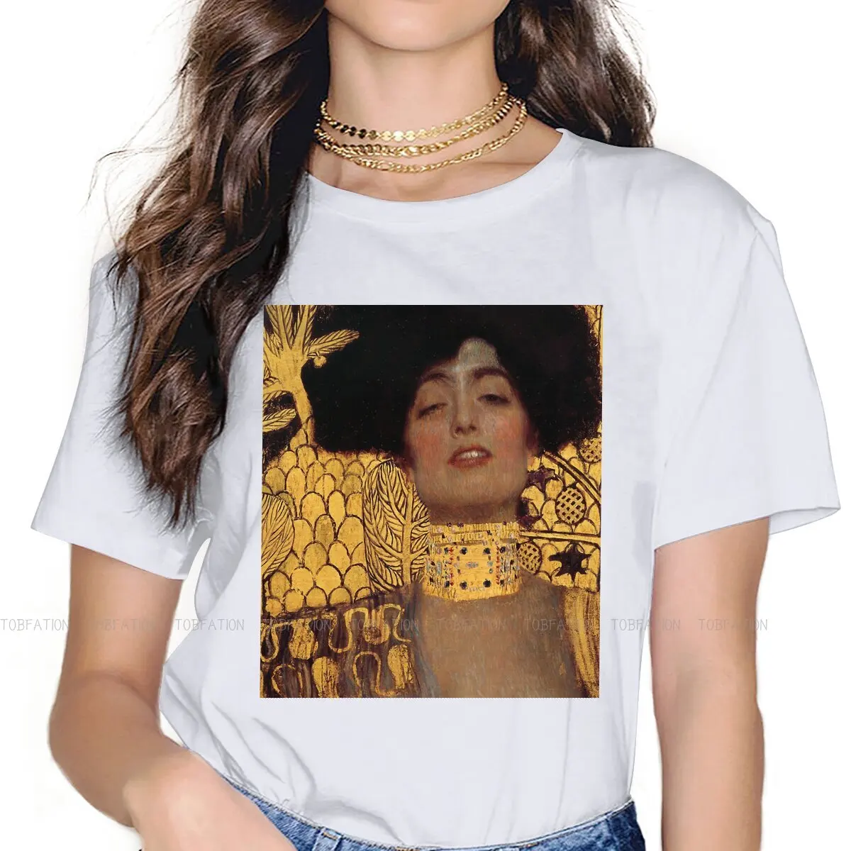 Judith Cute Girls Women T-Shirt Gustav Klimt Painting 5XL Blusas Harajuku Casual Short Sleeve Vintage Oversized Tops