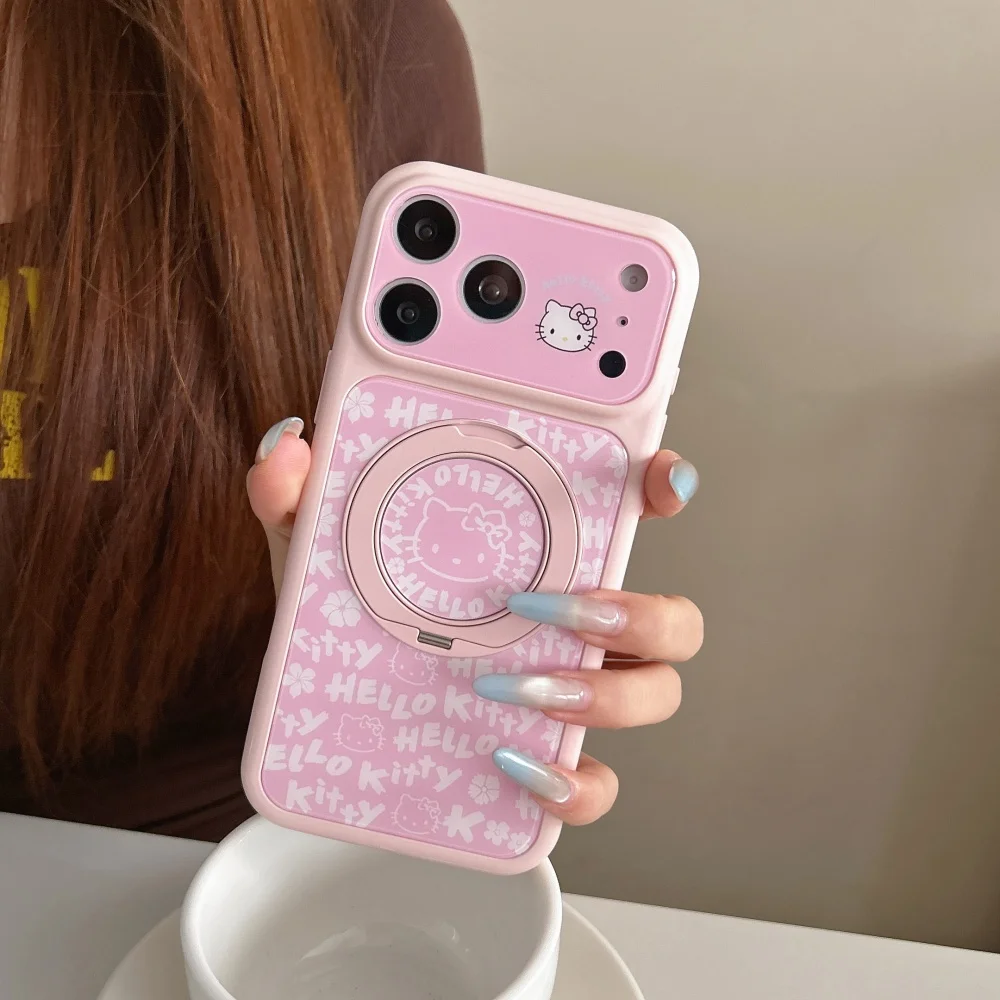 Luxury Pink Blue Yellow Letter KT Magnetic Bracket Hot Sale Phone Case For iPhone 17 15 16 Pro Max Shockproof Protective Cover - Image 2