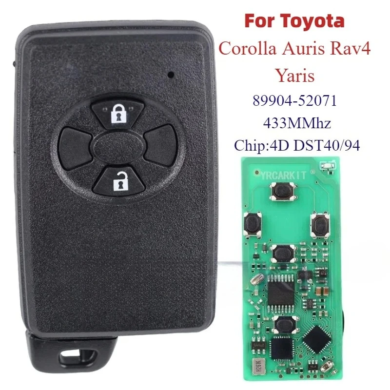 

Для Toyota Corolla Auris Rav4 Yaris 2006+ B51EA PCB P1 D4 4D-71 89904-52071 2 кнопки 433 МГц умный дистанционный ключ от автомобиля запуск без ключа