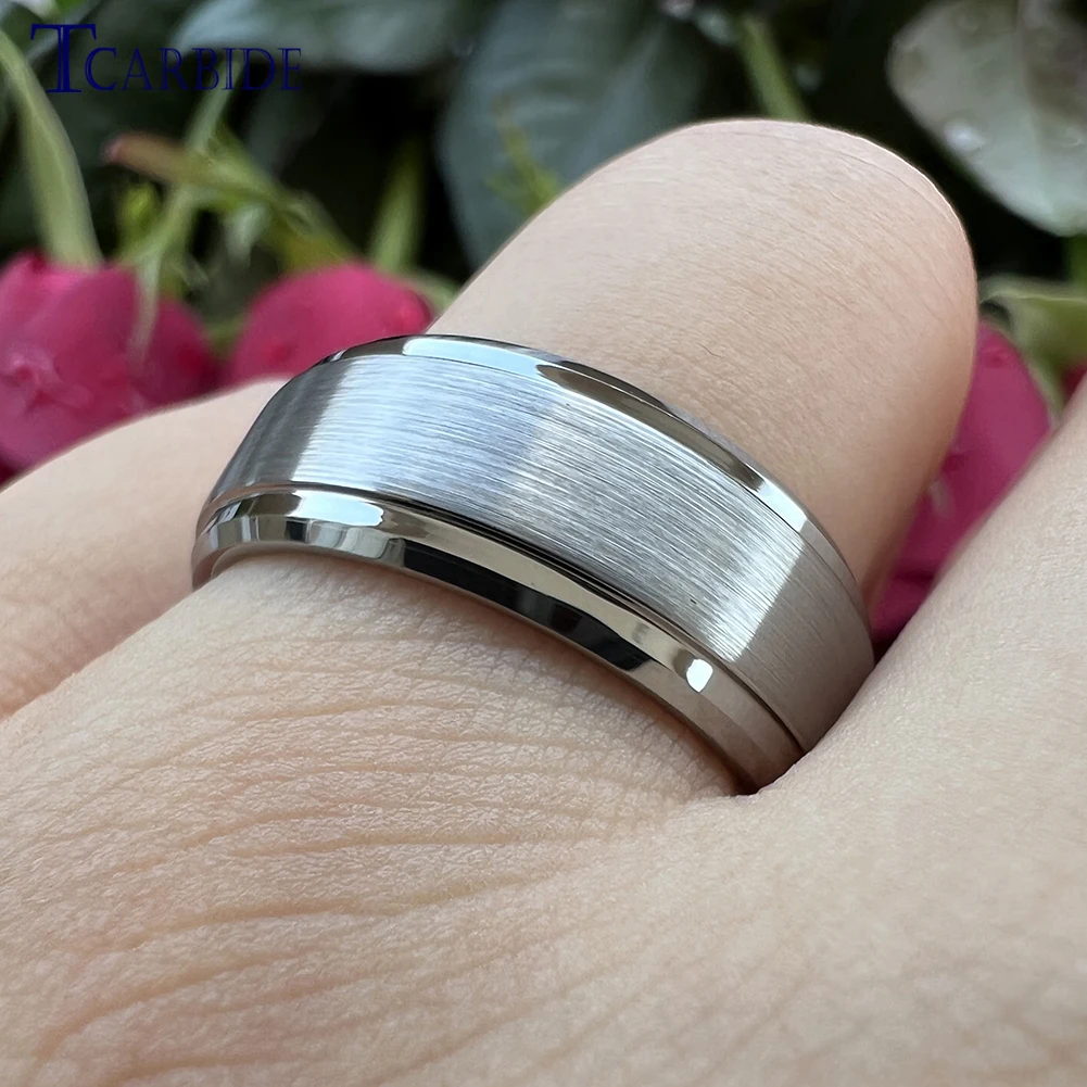6MM 8MM Men Women Wedding Band Tungsten Engagement Ring Step Beveled Brushed Multicolor Gift Jewelry For Ladies Gentleman