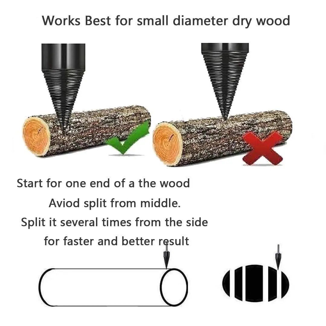 32/42/50mm Removable Wood Splitter Screw Cones Drill Bits Wood Square/Round/Hex Shank Drill Bit Firewood Log Splitter Drill Bit