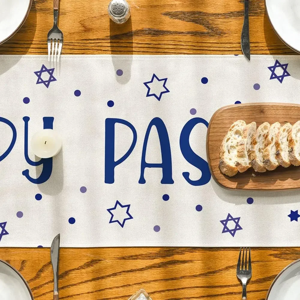 الربيع Passover الكتان الجدول العدائين Pesach اليهودية مهرجان ديكور الحفلات عطلة الموسمية داخلي المطبخ طاولة طعام الزينة #4