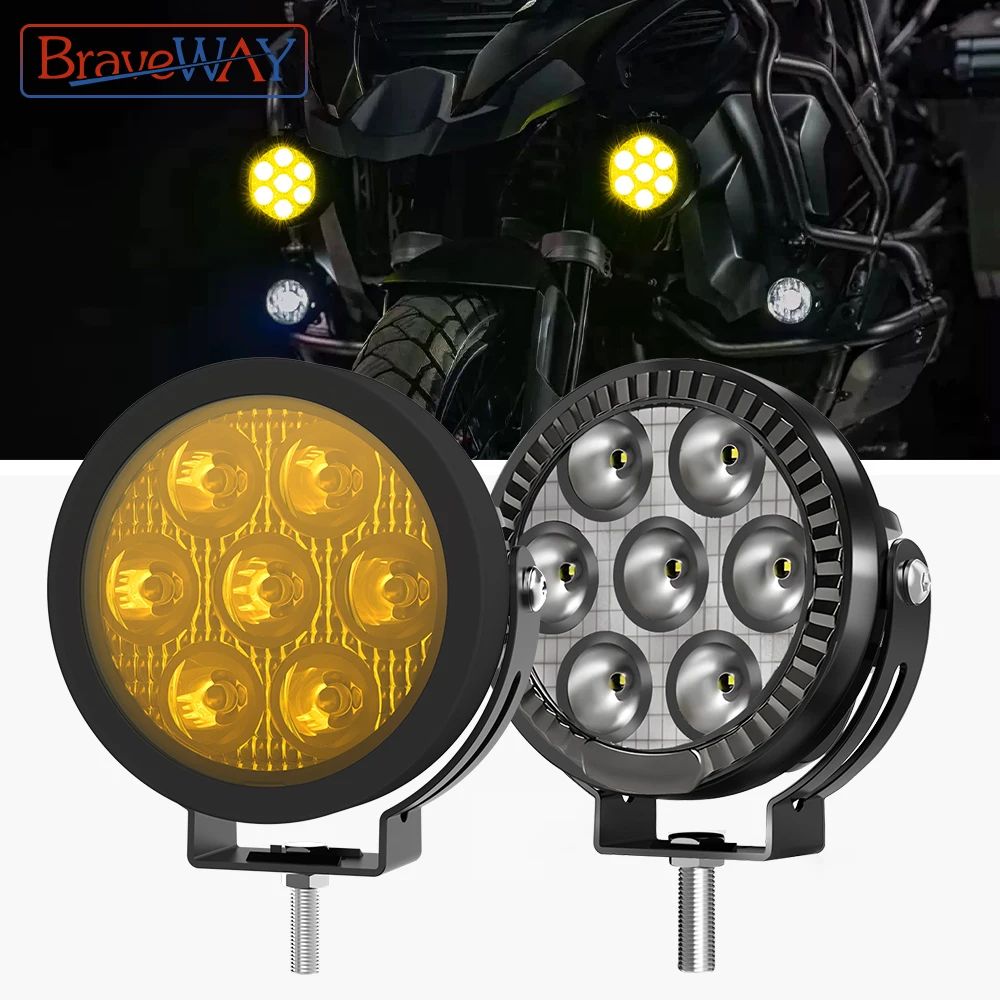 BraveWAY LED Spot Light for Motorcycle ADV GS, Auxiliary Fog Lights/ Work Light / Driving Lamps /Headlight for Motorbike