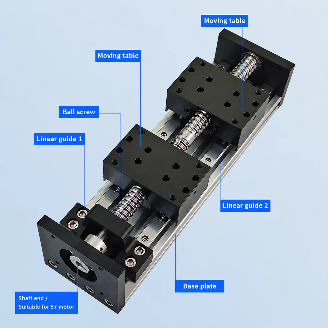 Dual-Travel Ball Screw Linear Module 80x50mm 50kg Load Manual or Motorized BGX80A/BSD80A Series