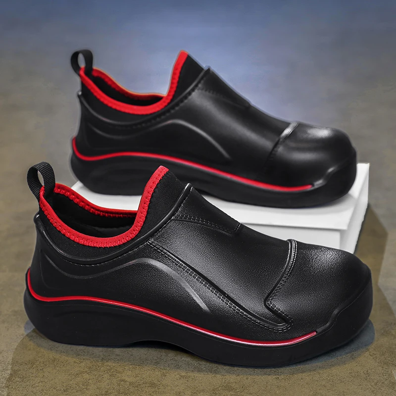 Men Rain Shoe Thick Soled Chef Shoes High Top Casual Sport Shoe Hiking Shoes Waterproof Anti Slip Men Short Boots Wear Resistant