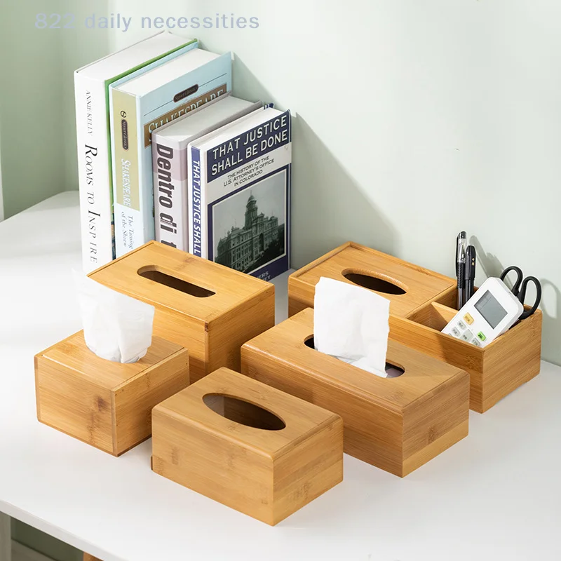 

Modern Minimalist Wooden Tissue Box Holder Easy-Refill Wood Tissue Case for Hotel Restaurant Office Decorative Paper Towel Stand