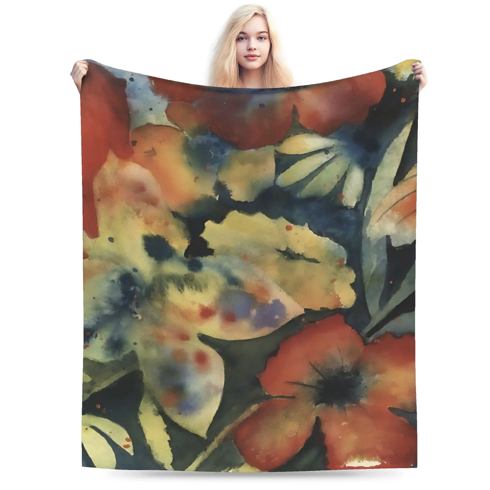 Flower Market  Blanket Quality Warm  Throw Blanket Winter Girls Boys Outdoor Graphic Bedspread