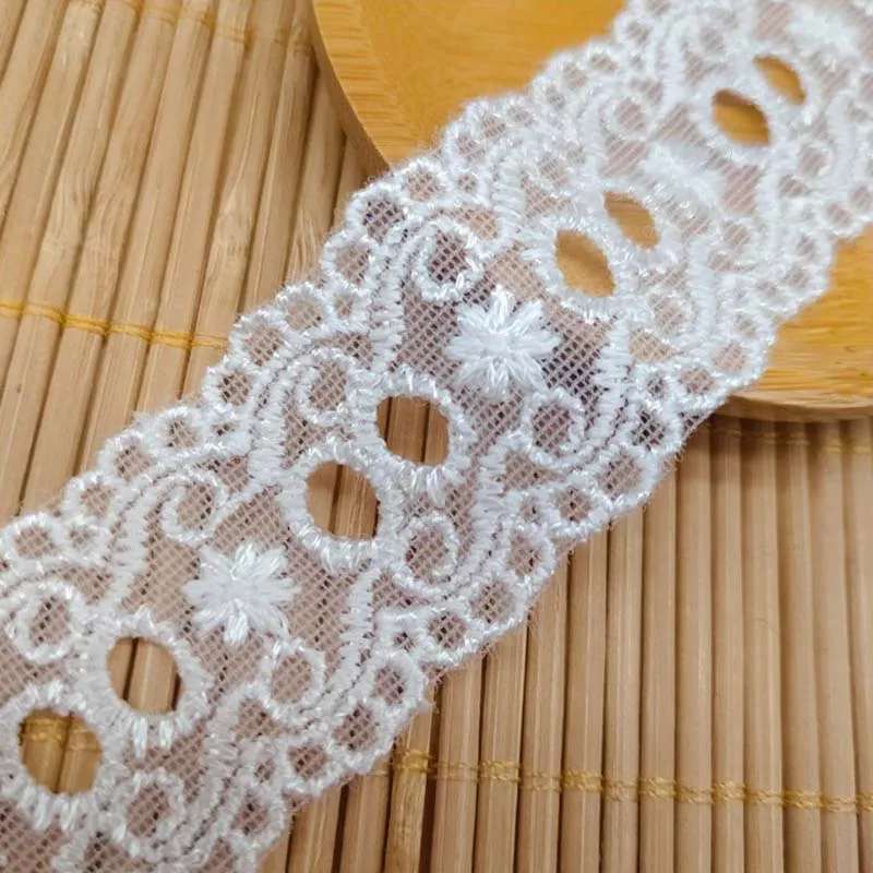 24Yards Hollow out Lace Trim Ribbon White Embroidered DIY Handmade Clothes Wedding Dress Sewing Trimmings