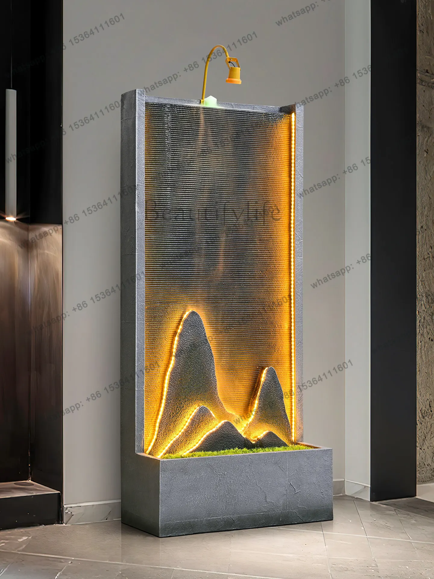 Simple flowing water fountain rockery lucky landscape large hotel office screen entrance feng shui ornament