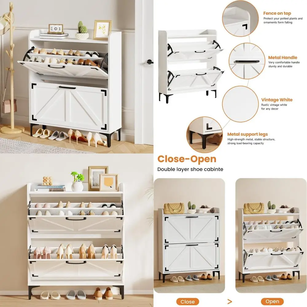خزانة تخزين الأحذية قائمة بذاتها مع أدراج وأرجل قابلة للطي لمنظم المدخل