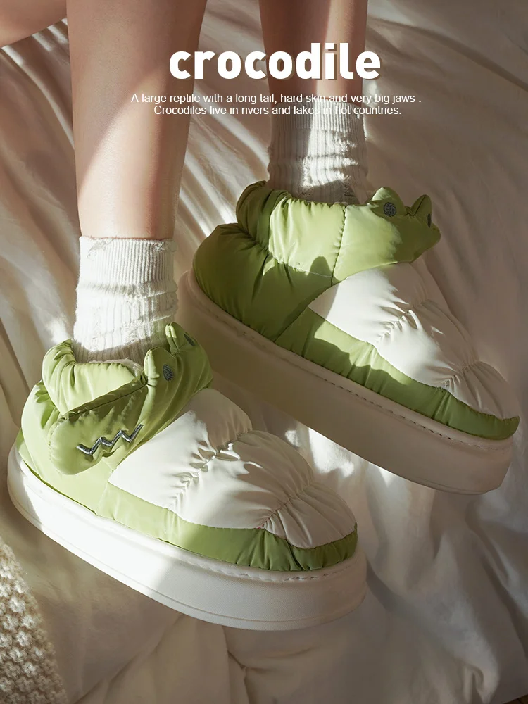 Crocodile Cotton Home Slippers For Women 2023 Winter Cute Indoor Indoor Slipper For Couples Man Thick Soles For Outdoor Boots