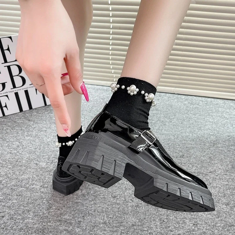Mary Jane Shoes Y2K Brown Sweet Japanese JK School Style Thick Sole Leather Shoes Retro British Girl Platform Loafers Gift New 5