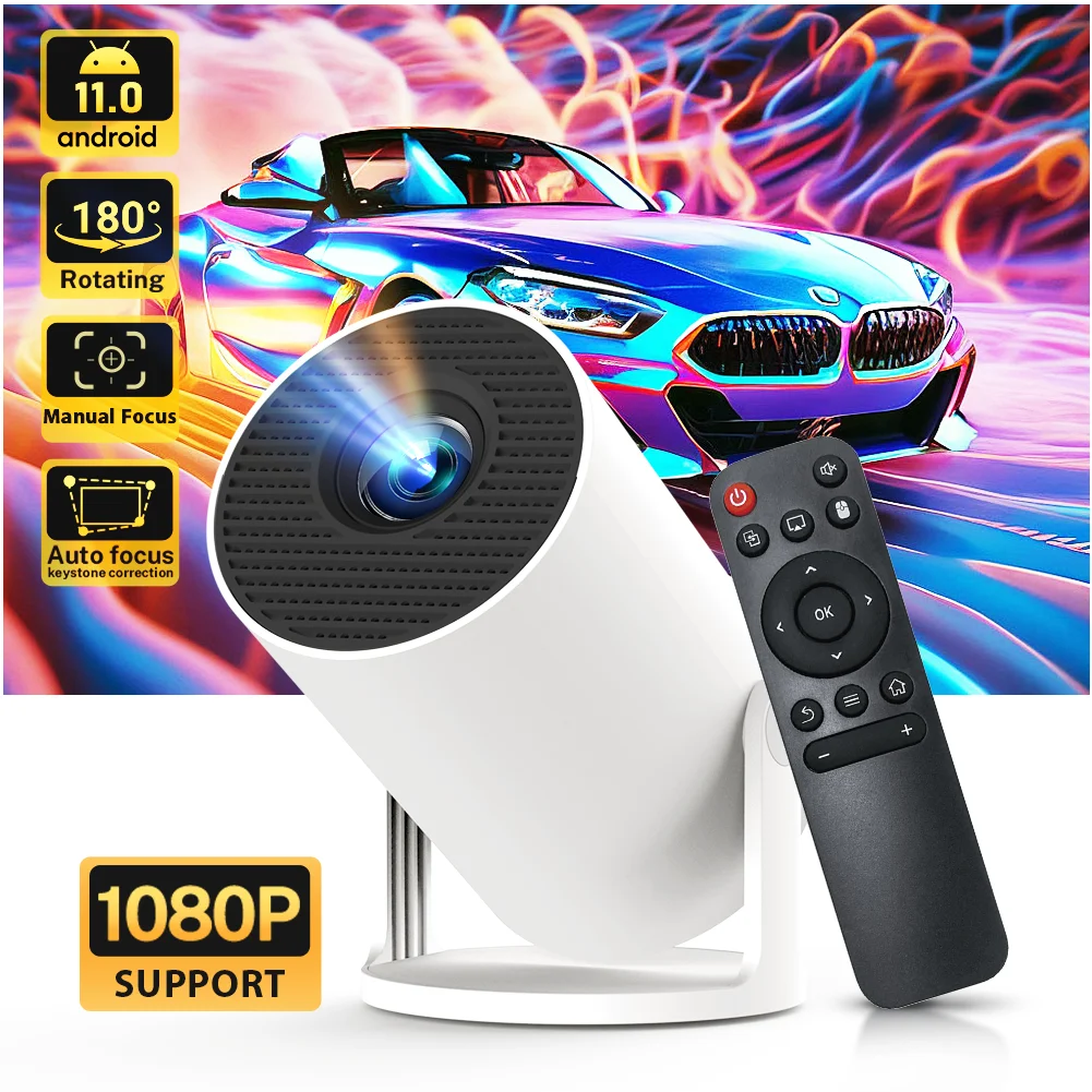 

LYNCAST portable mini Projector BluetoothPortable 720P， Supports 4K video with 180 degree rotation