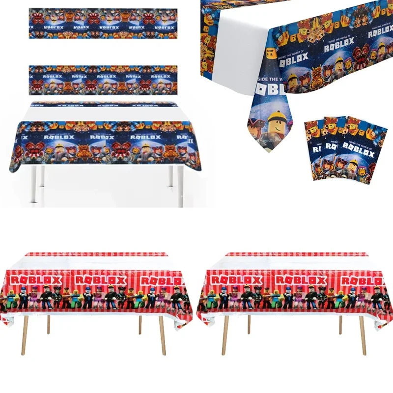 New Robloxs Theme Happy Birthday Party Table Kit Cover Baby Shower Decorations s  Favors Toy Plastic Tablecloth