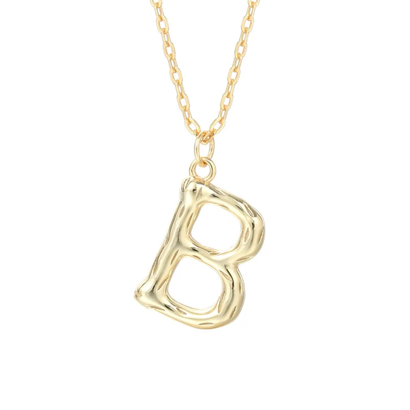 Last Name Letter Necklace Female Europe and America Cross-border Instagram Fold Wear Fashion Clavicle Pendant