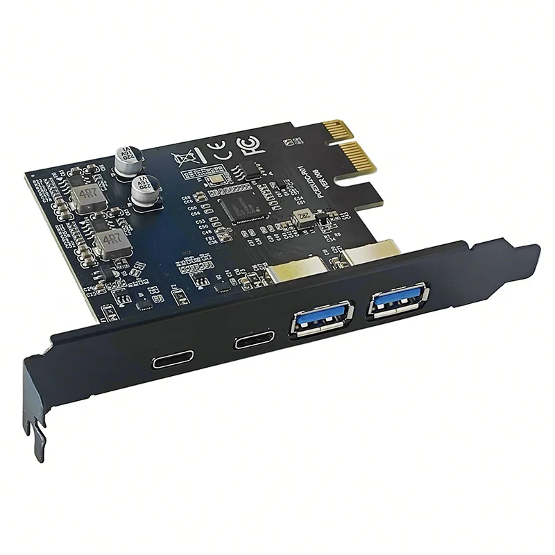 PCI Express X1 to 2 Port Type C + 2 Port USB3.2 Gen1 5Gbps Expansion Card Adapter D7020201 Chip PCIE USB Card PCIE-E USB 3.2 HUB