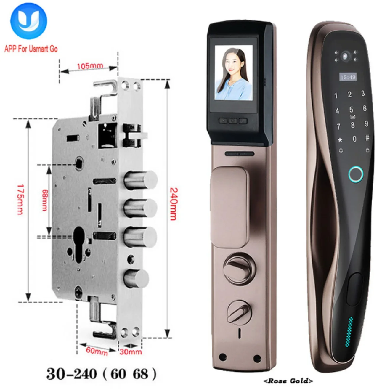 yyhcGood Quality Automatic Fingerprint Door Lock With WIFI Mobile App Video Intercom WIFI Smart Biometric Finger Print Door Lock