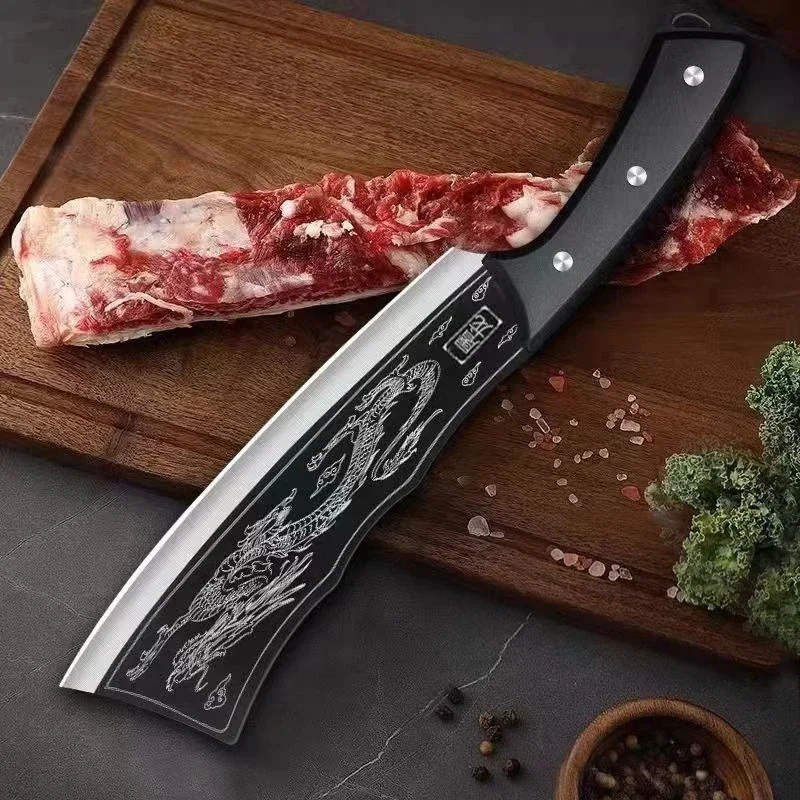 Forged Kitchen Chef Knife Stainless Steel Meat Bone Chopping Knife Professional Butcher Cleaver Slicing Knife with Cover