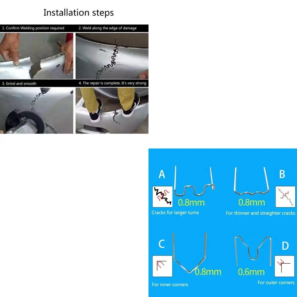 

500 Pieces 0.6 0.8mm Hot Staple for Repairing Plastic Parts of Car High Hardness L4MF