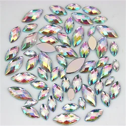 100PCS Mixed Sizes Horse eye AB Acrylic Rhinestones 3D Nail Art Rhinestones Non Hotfix Flatback Stones Decorations MC888