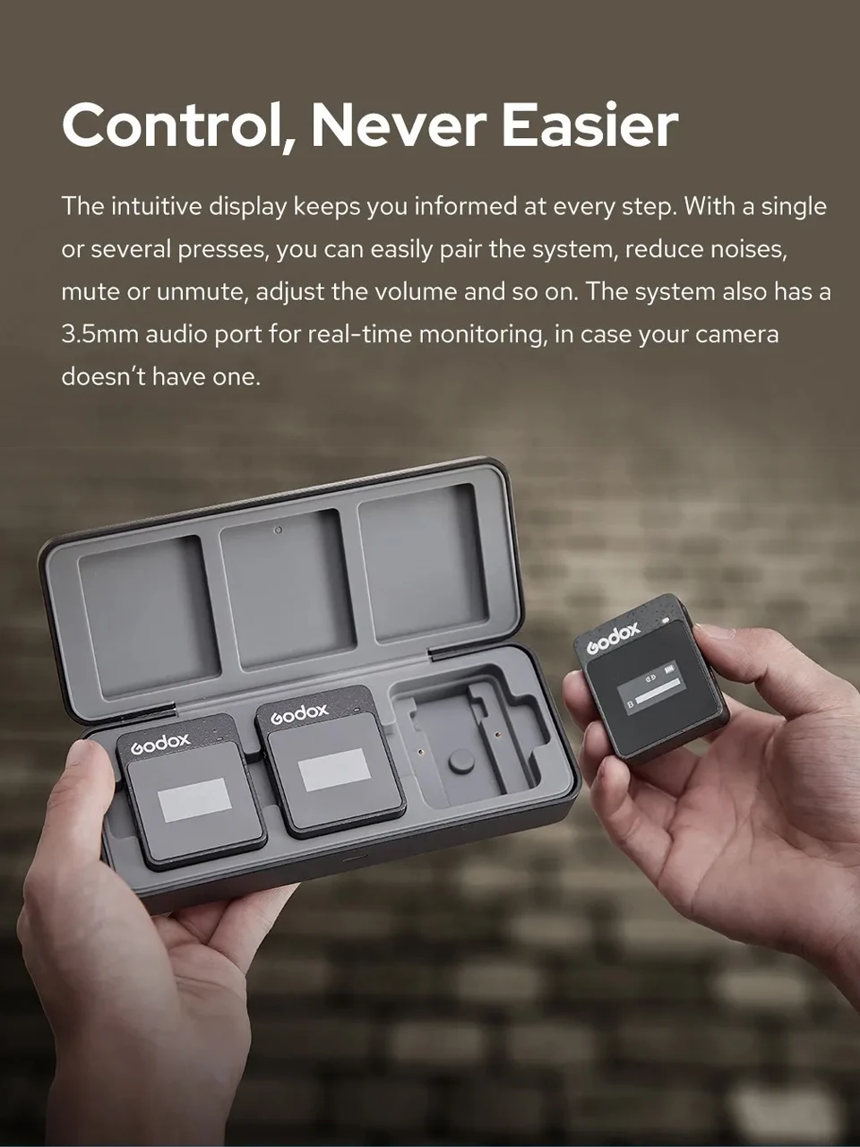Godox MoveLink II M3 2.4GHz Wireless Microphone System with Back-clip Built-in Mic for Photography Interviewing Vlogging