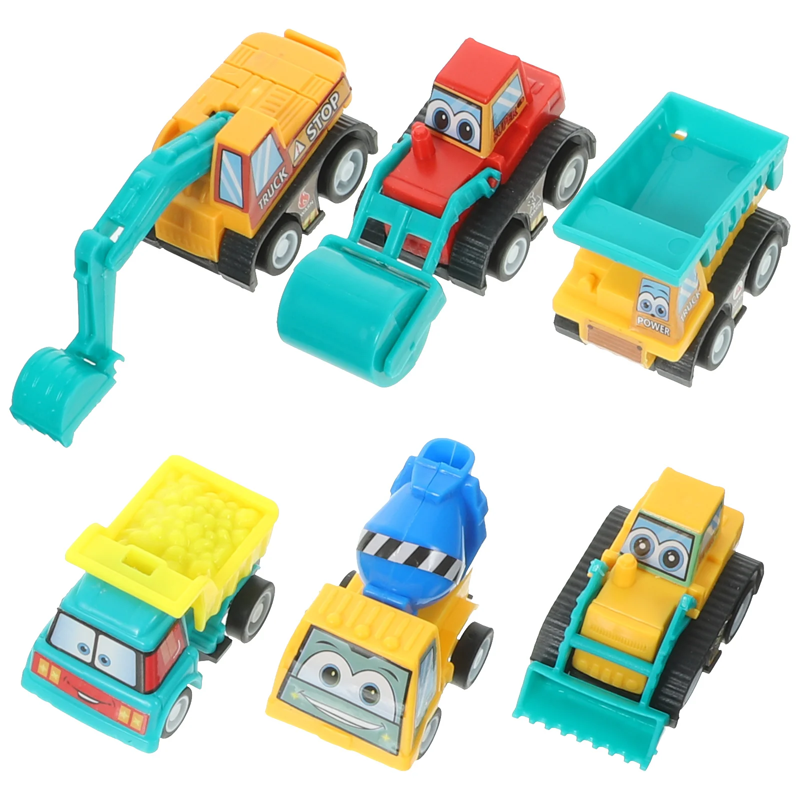 6 Pcs Children's Cartoon Mini Inertia Pull-back Set Toy Bag Gift Creative Toys (engineering Vehicle Pieces) Boys Small