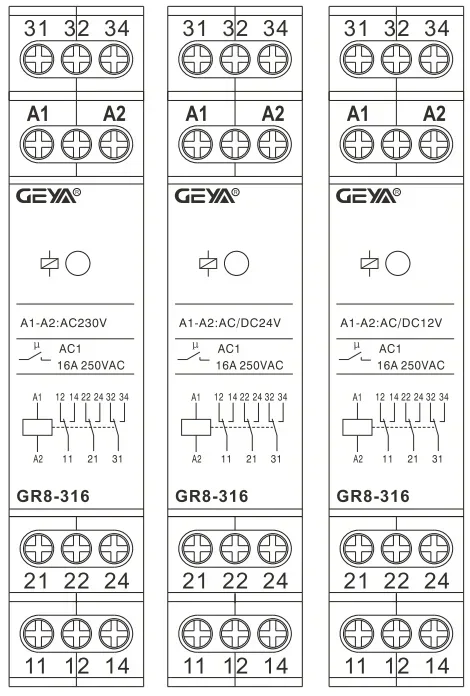 GEYA GR8  Intermediate Relay AC/DC12V 24V 48V 110V AC230V Auxiliary Relay 8A 16A 1SPDT 2SPDT 3SPDT Electronic Relay Switch