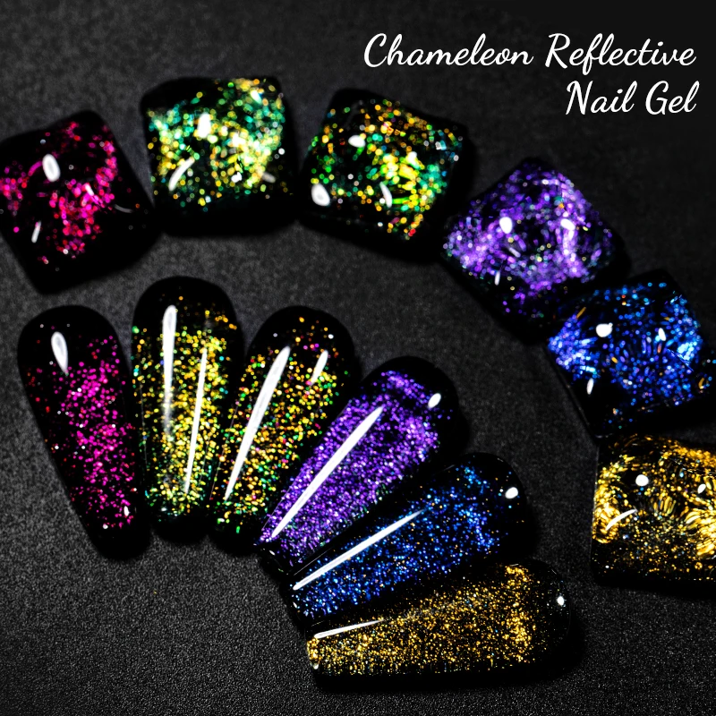 Chameleon reflecterende glittergel nagellak Dark Flashy Aurora Laser Gradient Gel Polish Semi-permanente losweken UV-gelvernis