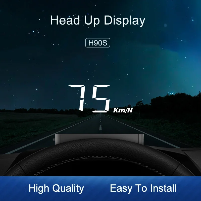 

Автомобильный дисплей HUD на лобовое стекло, проектор OBDII на лобовое стекло, отображение превышения скорости, напряжения, температуры воды, спидометр