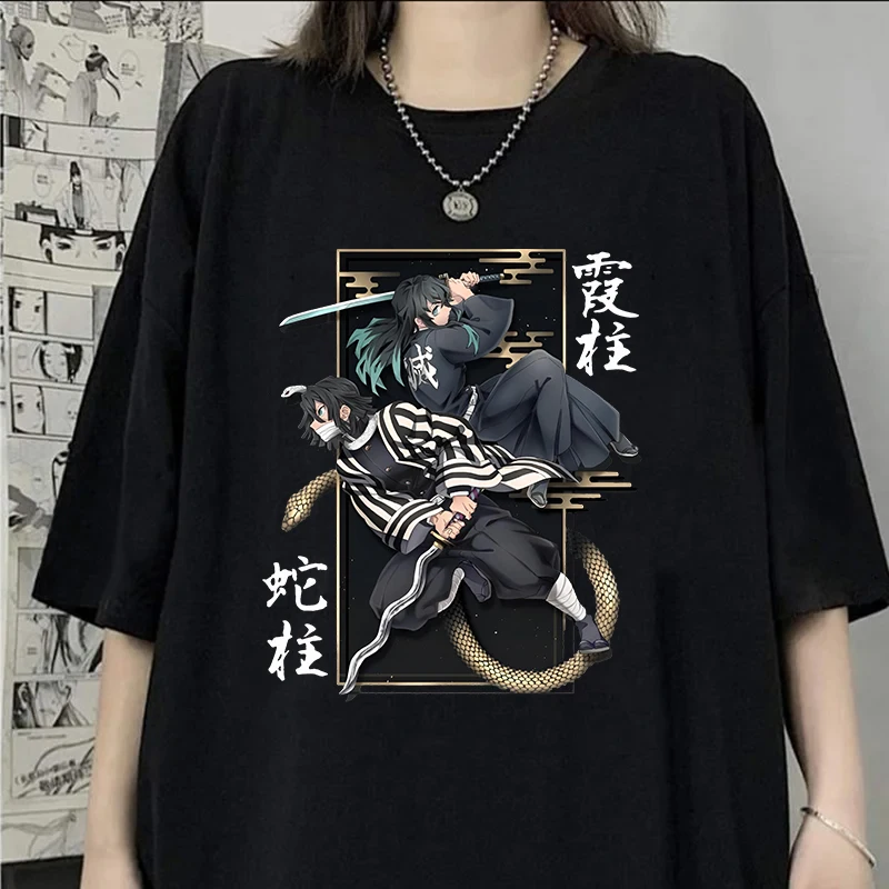 Hot Iguro Obanai Tokitou Muichirou Printed Women Men Summer Short Sleeve Tee Shirts Anime T Shirt Fashion Round Neck Casual Tops