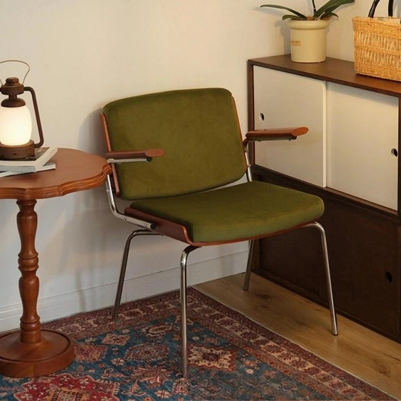 

Nordic single chair medieval dining household small apartment back balcony retro sofa