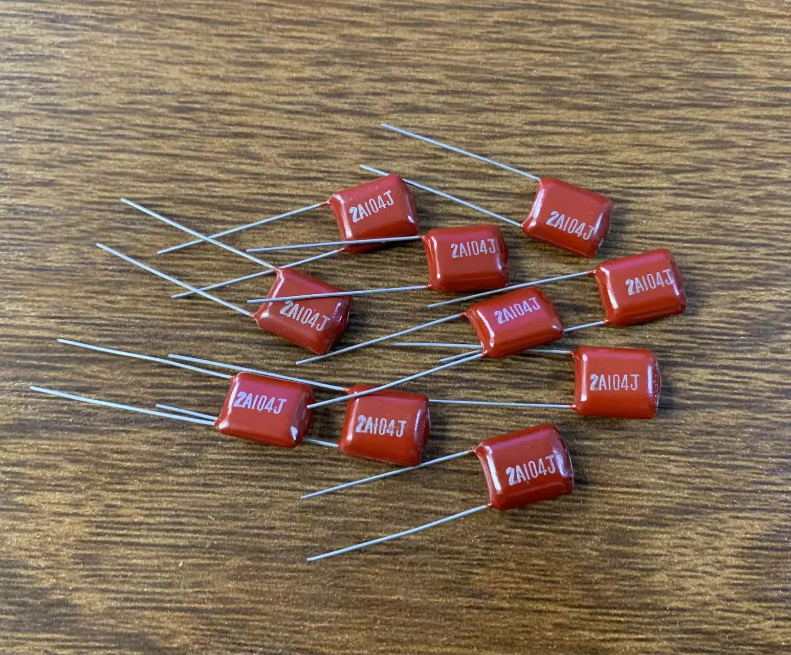 10pcs MYLAR 100V 2A104J Brown Color Mylar Polyester Film Capacitor Metallized 100nF Polypropylene Capacitors Made in Korea