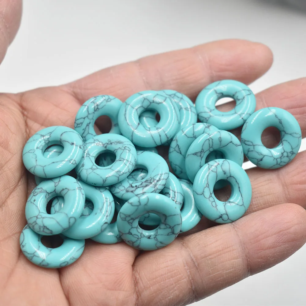Modische, hochwertige, sortierte Naturstein-Gogo-Donut-Anhänger, Perlen 18mm für Schmuckherstellung, Großhandel 12 Stück/Los, kostenlos. – Detail 19