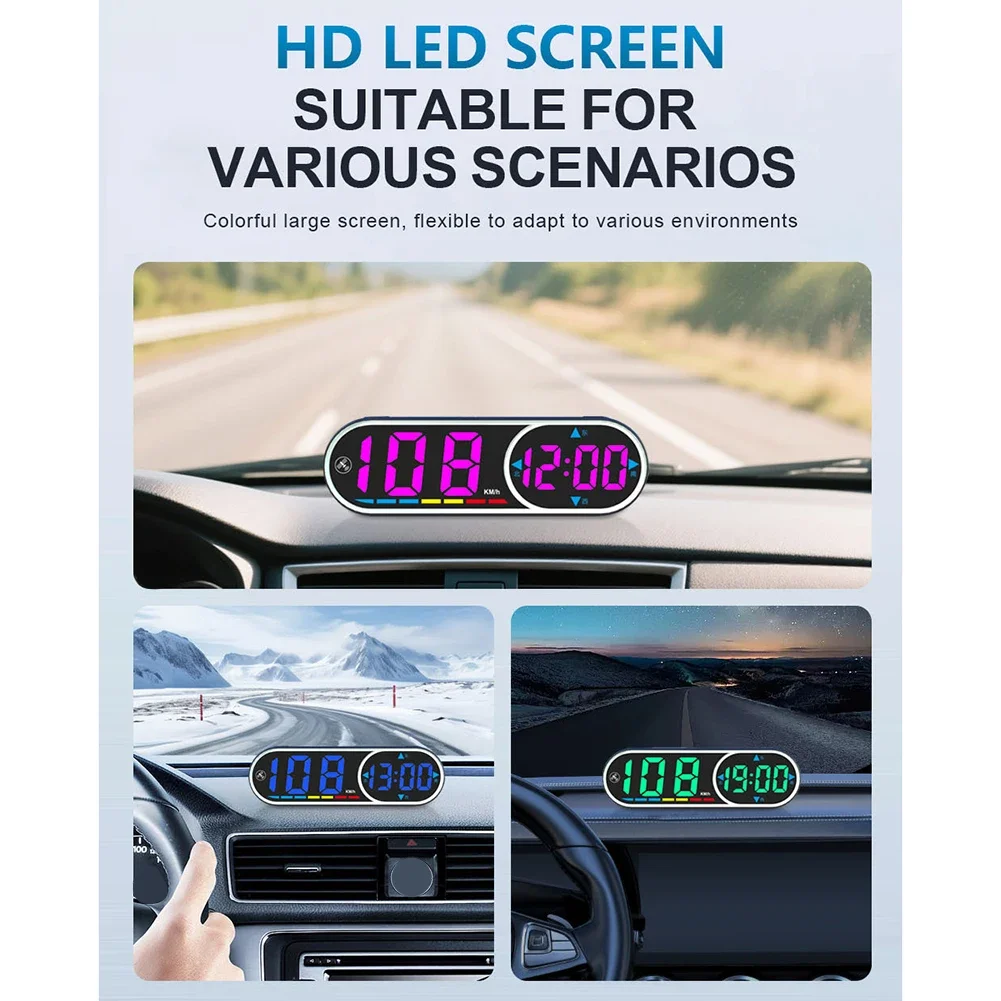Black Digital Speedometer Quick Use Wear-Resistant Material Easy Installation Driving Information Display Metric Unit Support