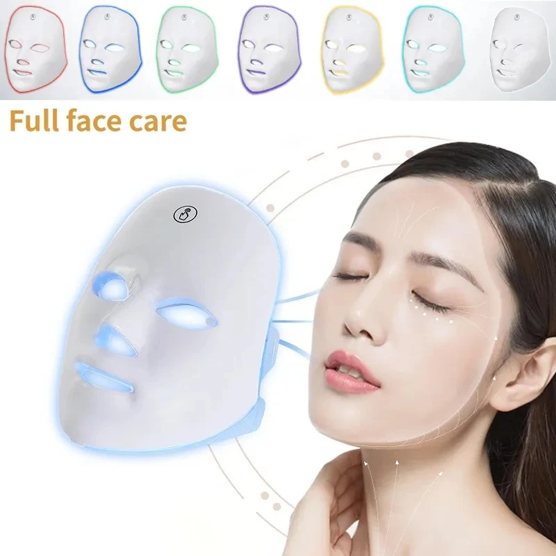 Recarregável LED Anti-Acne Máscara Facial, Home Lifting, Terapia de Fótons, Casa, Hidratação, Hidratante, 7 Dias