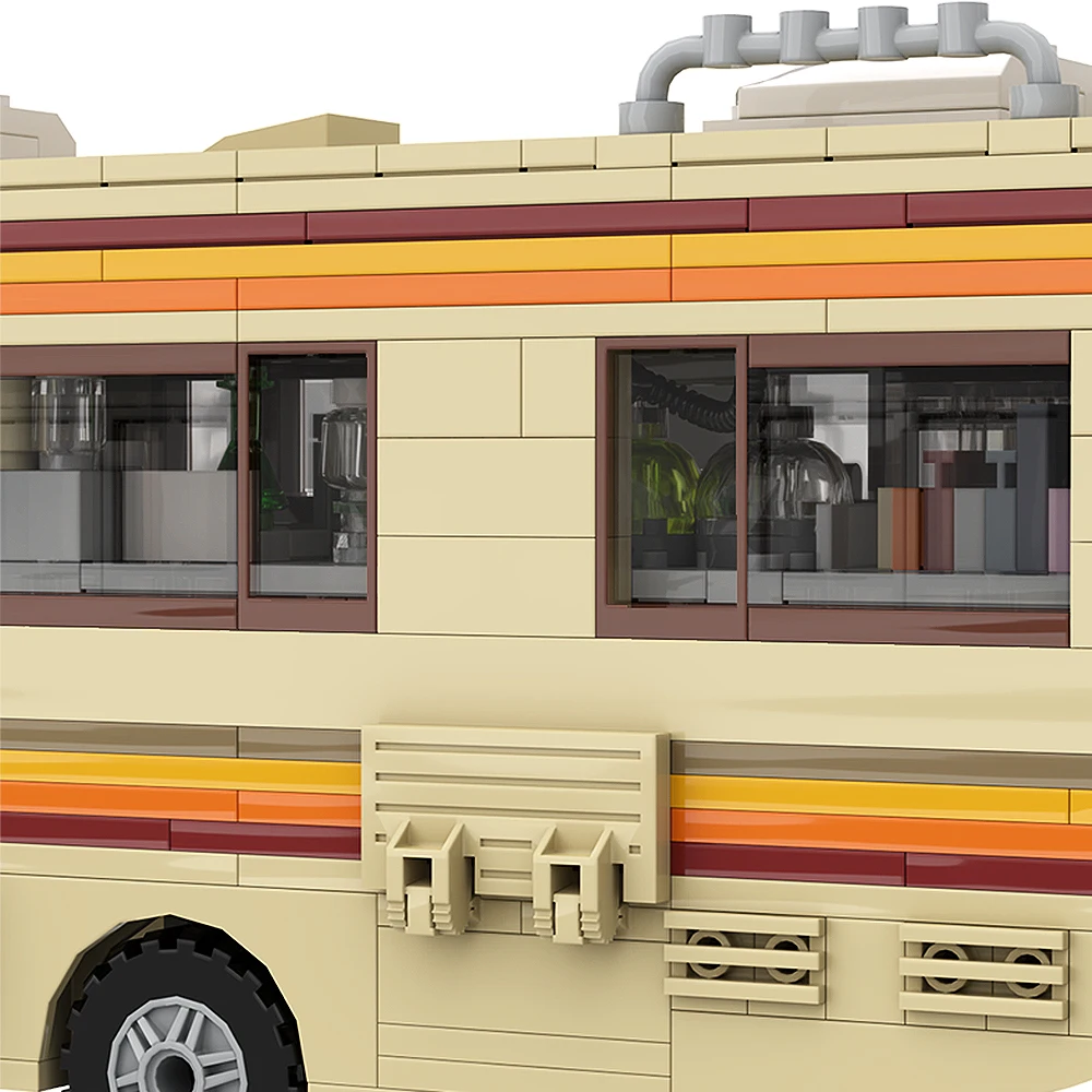 Gobricks MOC Classic Movie Breaking Bad Car Building Blocks Kit Walter White Pinkman Cooking Lab RV Vehicle Model Toys For Gifts